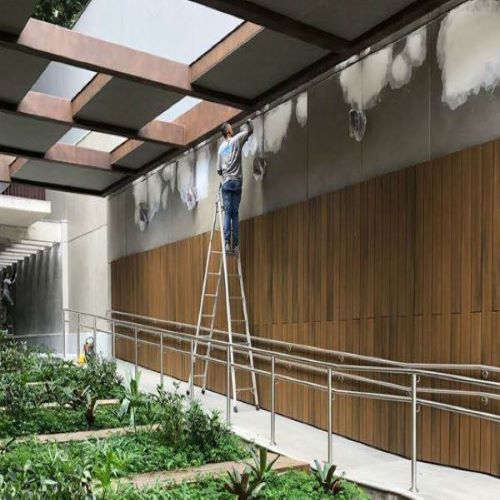 杭州庭院景观木塑墙面装修施工案例