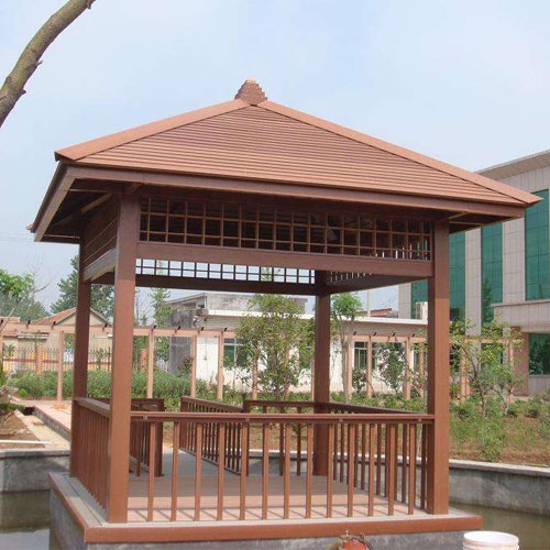 杭州农庄塑木凉亭木塑廊架整体施工工程