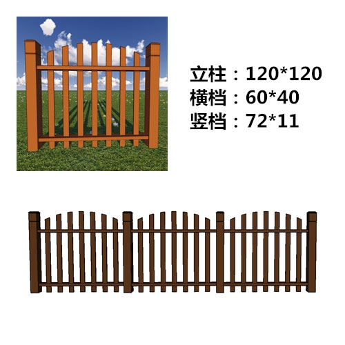 杭州塑木围栏材生产销售厂家-弧形塑木围栏款式图