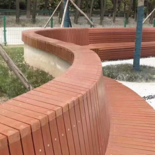 杭州公园木塑靠背座椅现场定做案例