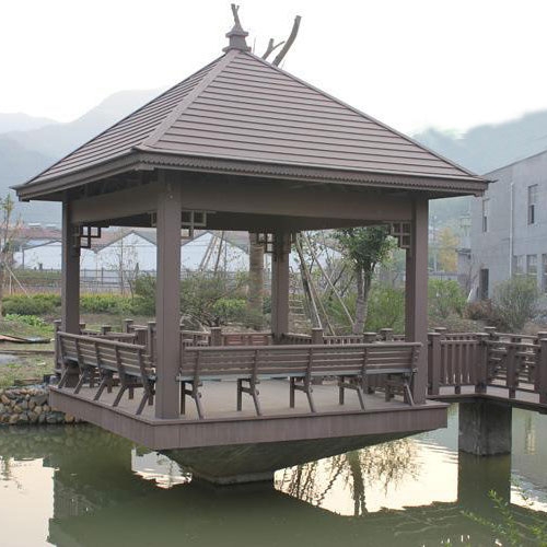 杭州景观四角塑木凉亭工程